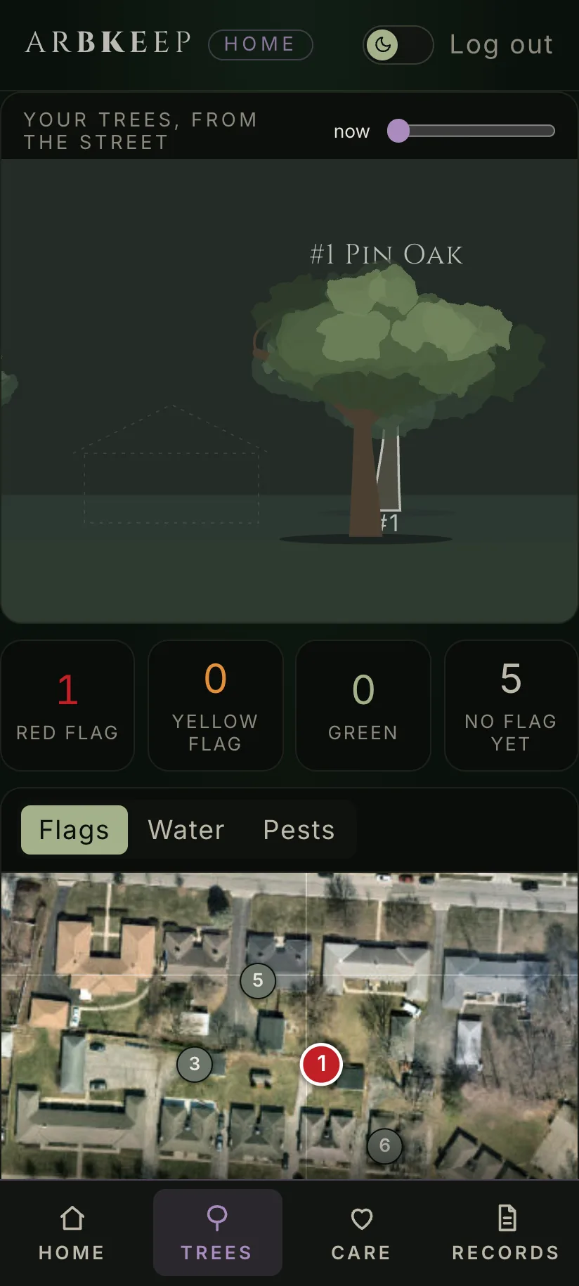 Every tree on the property, numbered on the map
